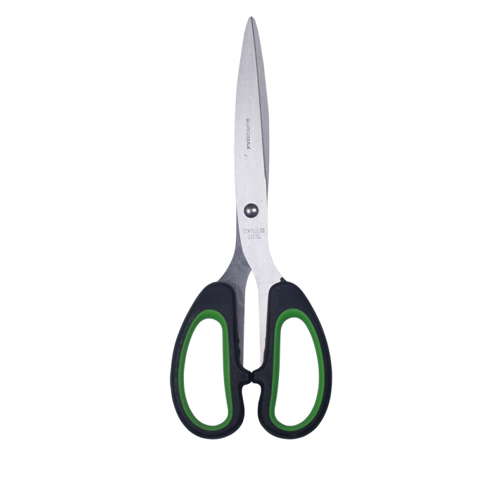 Ножицi офiснi, JOBMAX, 163 мм, з зел.гум. вставками, чорні BM.4533-04 BUROMAX